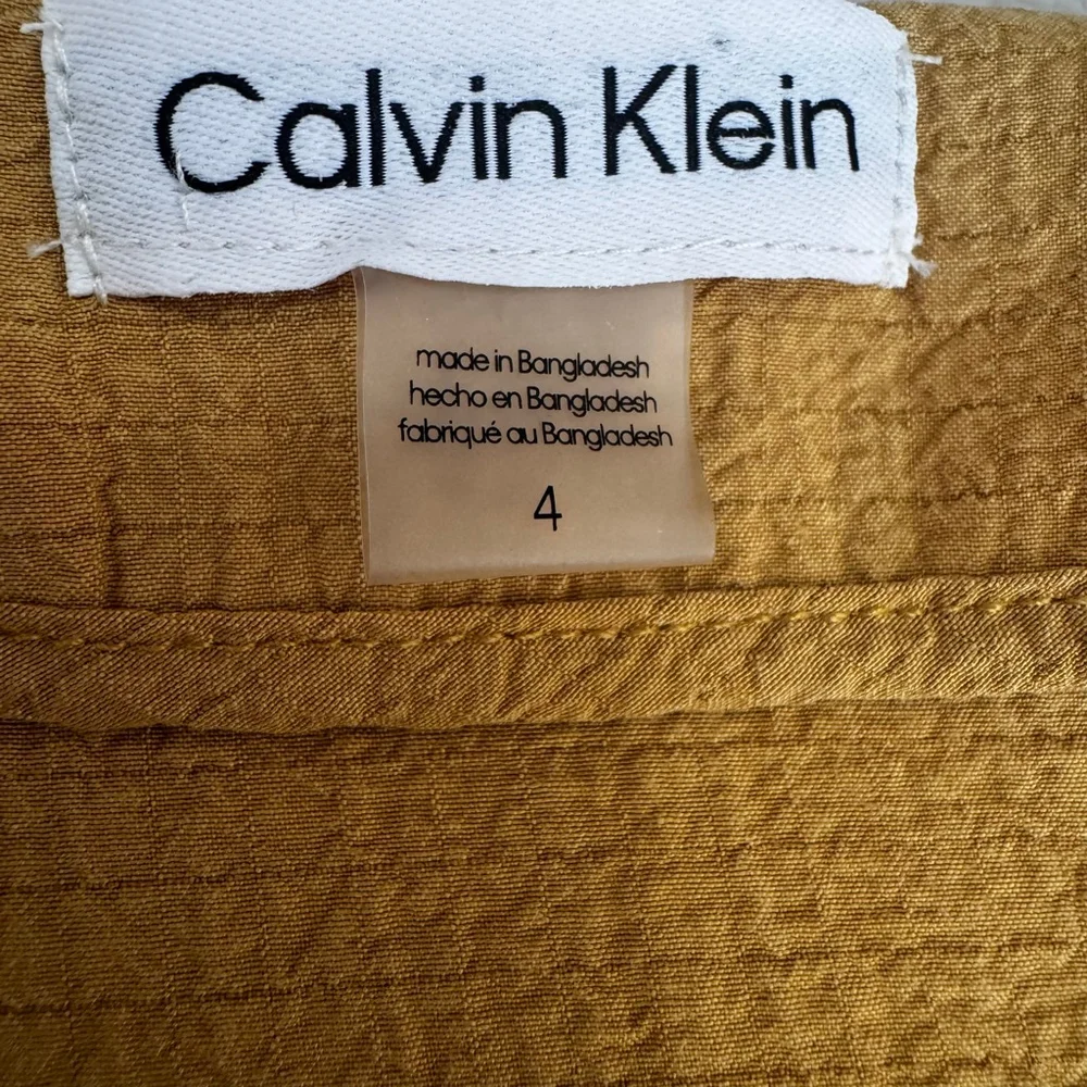 Calvin Klein Mustard Yellow Belted Wrap Dress Size 4 - Picture 8 of 11